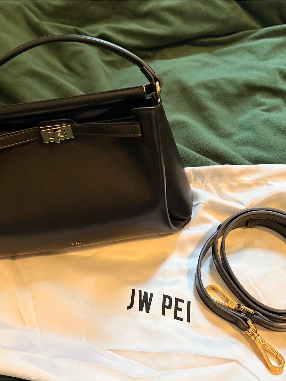 JW PEI CARMEN - BLACK PURSE WITH GOLD HARDWARE & CROSSBODY STRAP - BRAND NEW